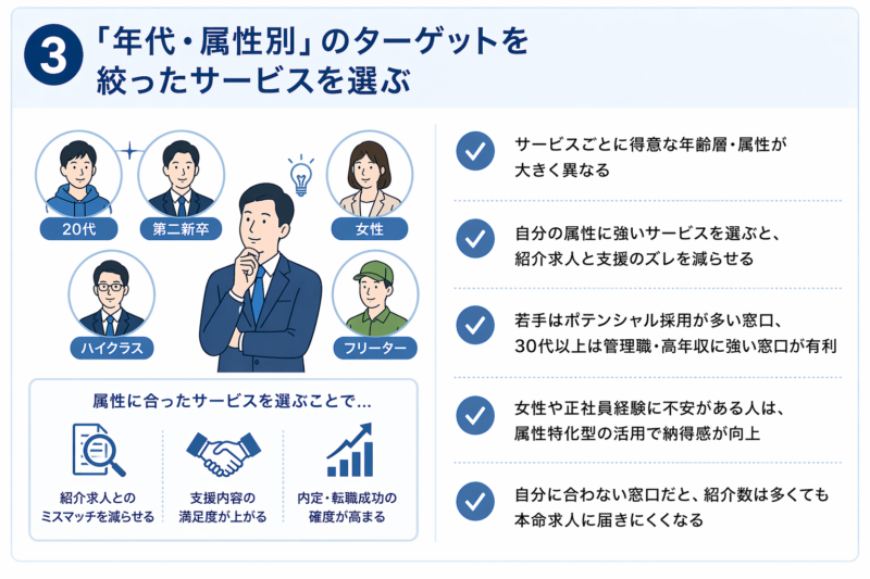 年代や属性に合ったサービスを選ぶ